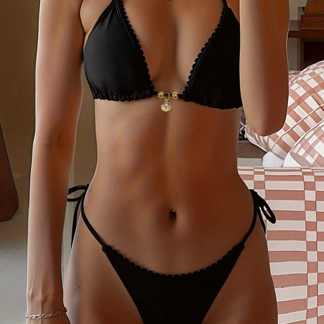 Damen Triangel-Bikini-Set mit luxuriösen Rüschendetails und dekorativem Bindeband Echo Archiv