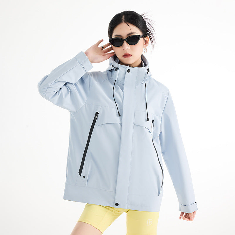 Damen technische wasserdichte Oversize-Parka mit Kapuze und verdeckten Reißverschlusstaschen Echoarchiv