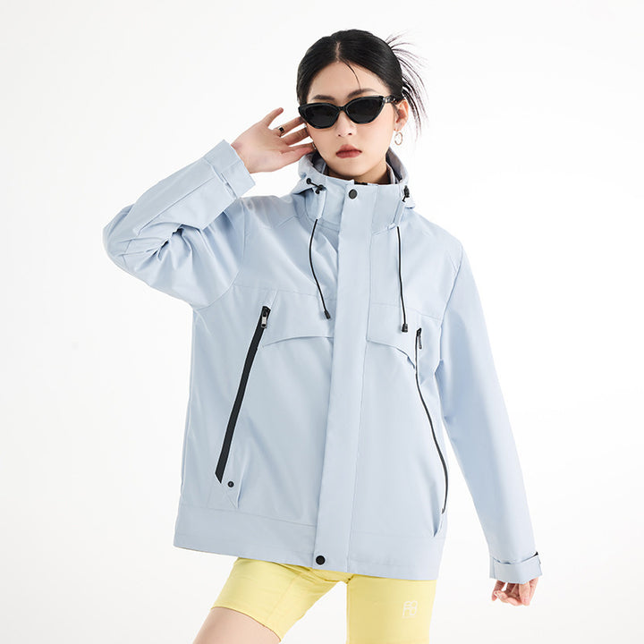 Damen technische wasserdichte Oversize-Parka mit Kapuze und verdeckten Reißverschlusstaschen Echoarchiv