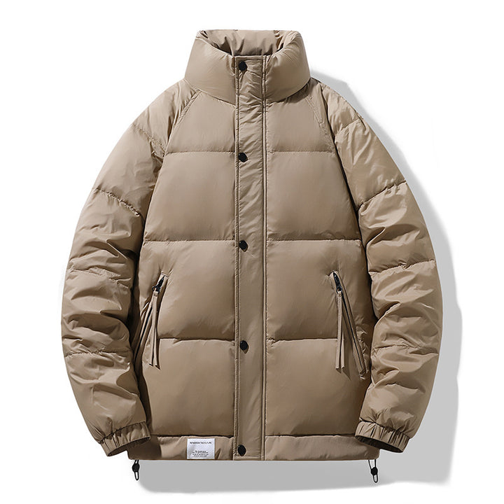 Herren Gesteppte Wattierte Daunenjacke mit Stehkragen und Kordelzug – Taviero