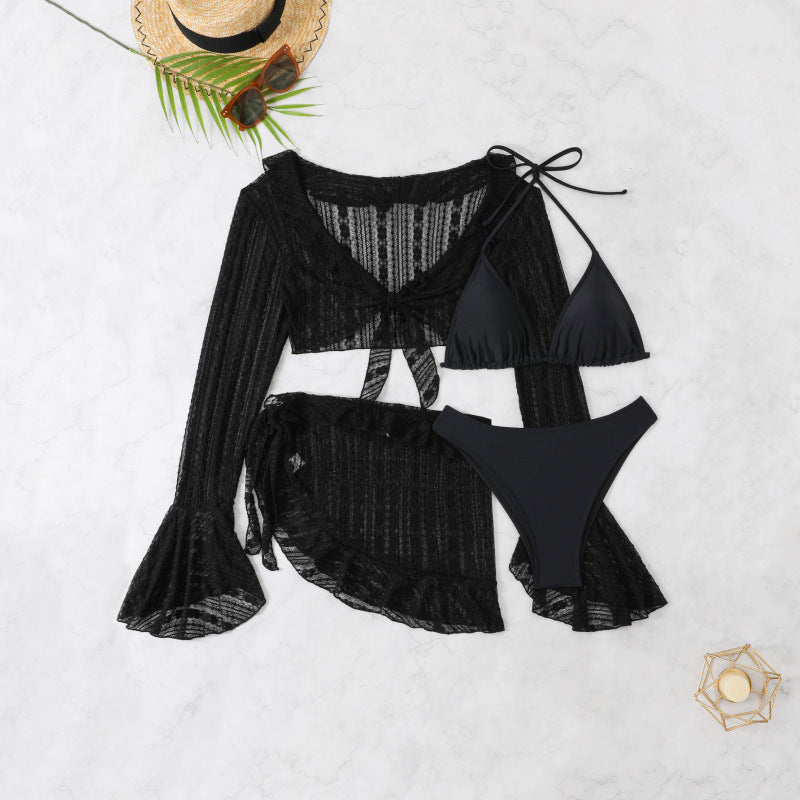 Damen Triangel-Bikini-Set mit langärmligem Crop-Top Echo Archiv