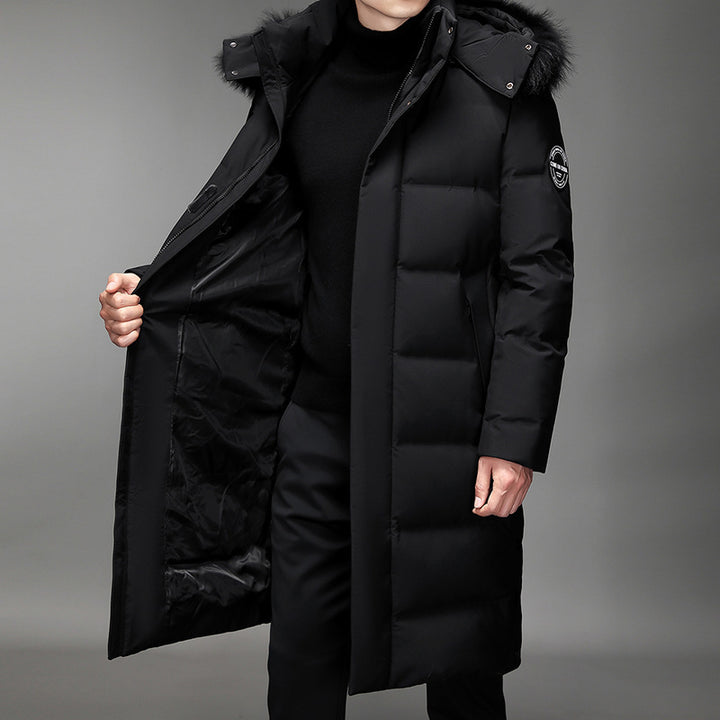 Herren Lang geschnittener Slim-Fit Steppparka mit abnehmbarer Kapuze und Thermofutter Echo Archiv