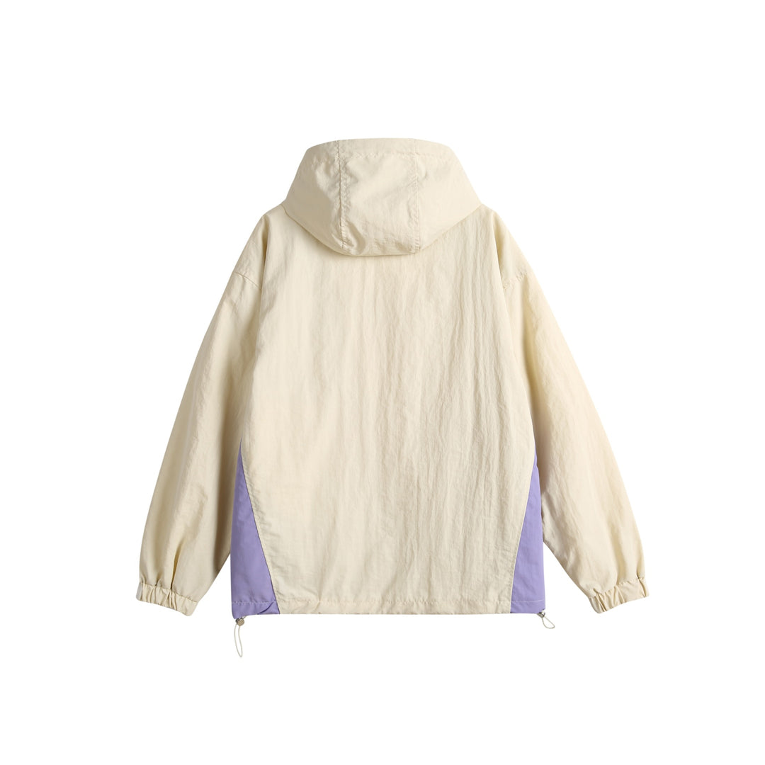 Unisex Leichte Kapuzen‑Windjacke im Colorblock‑Design mit Zwei‑Wege‑Reißverschluss Echoarchiv