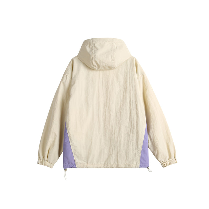 Unisex Leichte Kapuzen‑Windjacke im Colorblock‑Design mit Zwei‑Wege‑Reißverschluss Echoarchiv