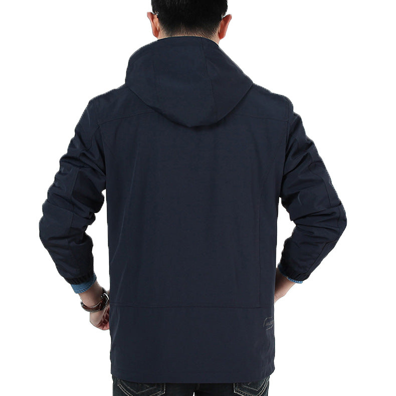 Herren Leichte Utility-Feldjacke mit Kapuze, Reißverschluss und Multifunktionstaschen Echoarchiv