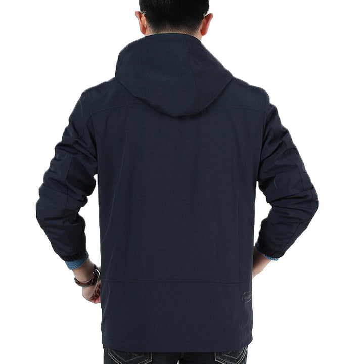 Herren Leichte Utility-Feldjacke mit Kapuze, Reißverschluss und Multifunktionstaschen Echoarchiv