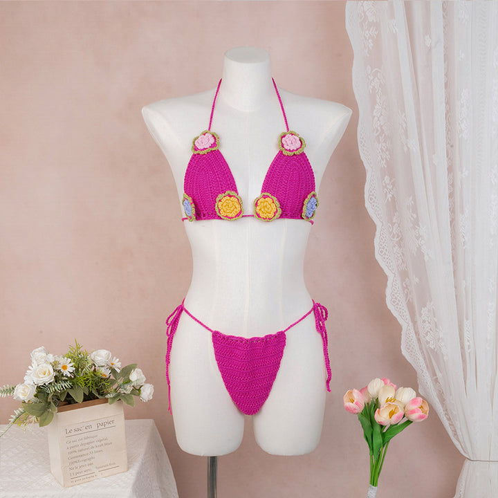 Damen Häkel-Bikini mit verspieltem Blumendesign und verstellbaren Bändern Echo Archiv
