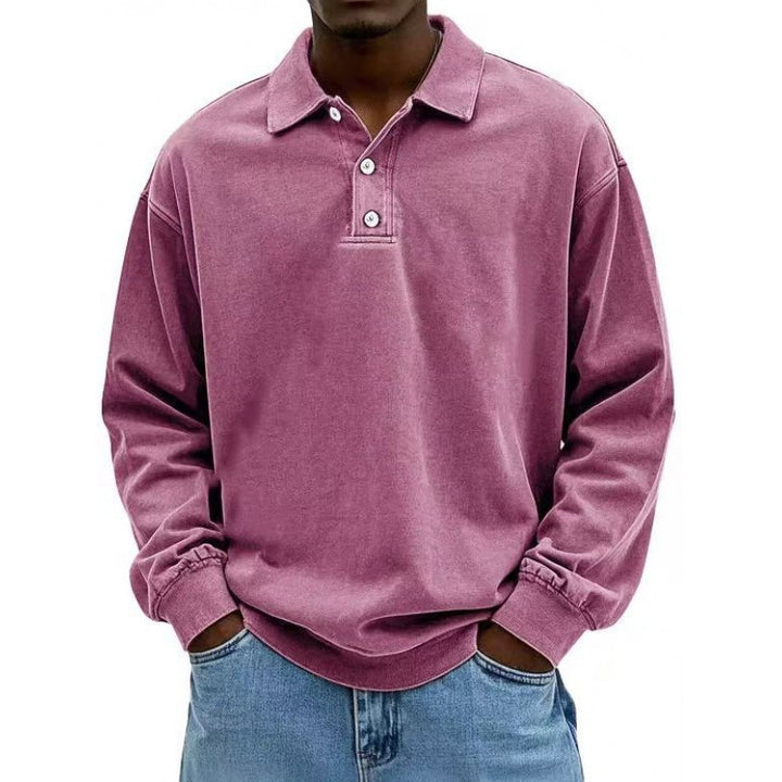 Herren Oversize Langarm Polo aus Baumwollmix – Cavello