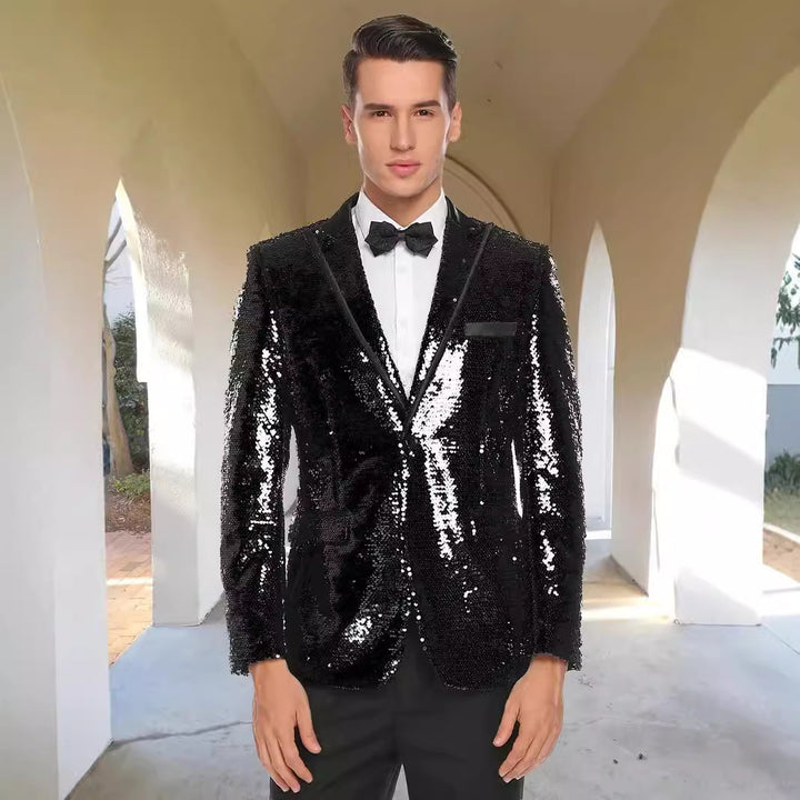 Herren Glitzernder Smokingblazer mit modernem Pailletten-Design Echoarchiv