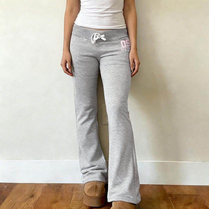 Damen nan ausgestellte Highwaist Loungehose mit elastischem Komfortbund, Bindekordel und weitem Schlag Echo Archiv