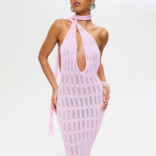Damen trendiges Netzkleid mit Bindegürtel Echo Archiv
