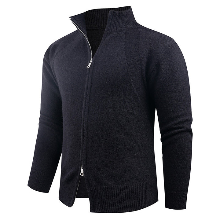 Herren hochwertige Strickjacke mit modernem Reißverschluss und hochgezogenem Kragen Echoarchiv