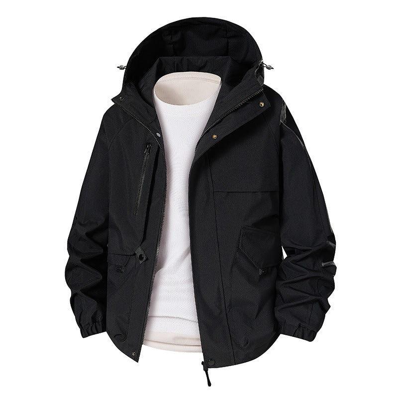 Herren Leichte wasserdichte Funktionsjacke mit Kapuze, Multitaschen und Raglanärmeln Echoarchiv