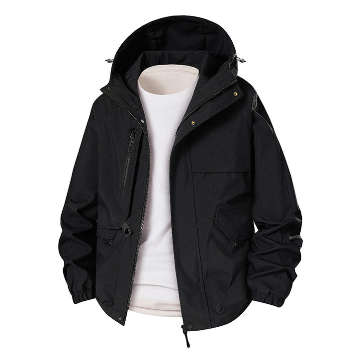 Herren Leichte wasserdichte Funktionsjacke mit Kapuze, Multitaschen und Raglanärmeln Echoarchiv