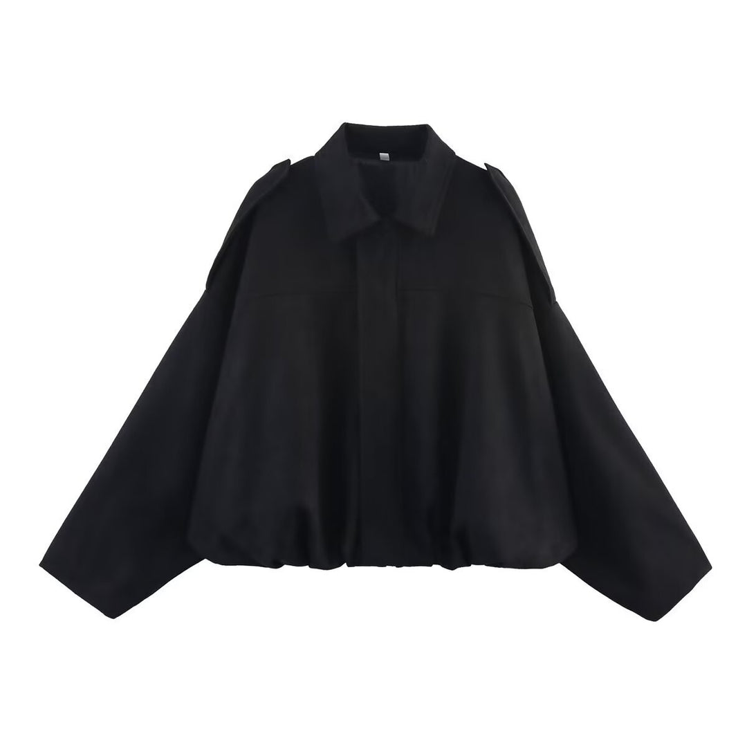 Damen nan oversized Veloursleder Bomberjacke mit Schulterklappen Echo Archiv