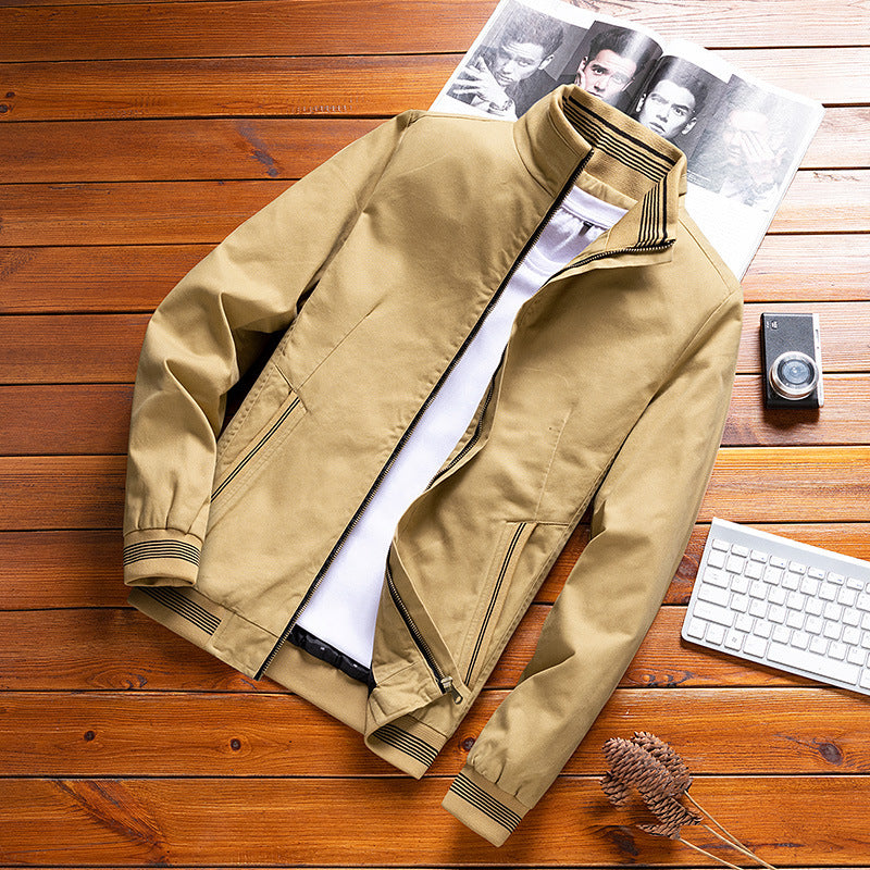 Herren Casual‑Fieldblouson im Bomberstil mit gestreiftem Stehkragen und Rippbündchen – Brevano