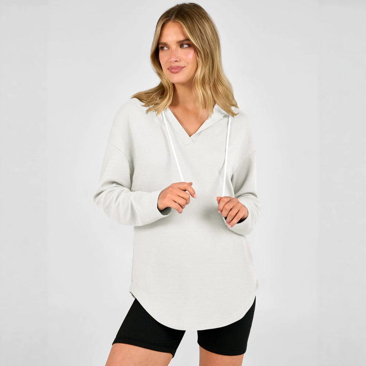 Damen Lässiger Kapuzenpullover mit Waffelstruktur Echo Archiv