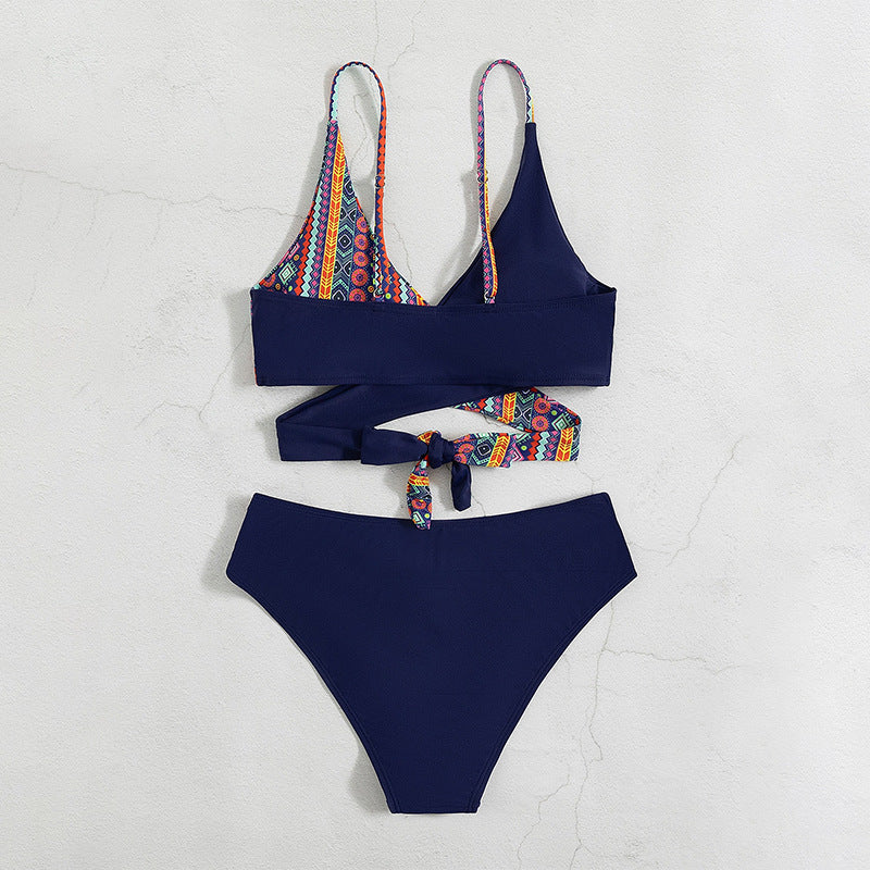 Damen Triangel-Bikini mit modischem geometrischen Muster und verstellbaren Trägern Echo Archiv