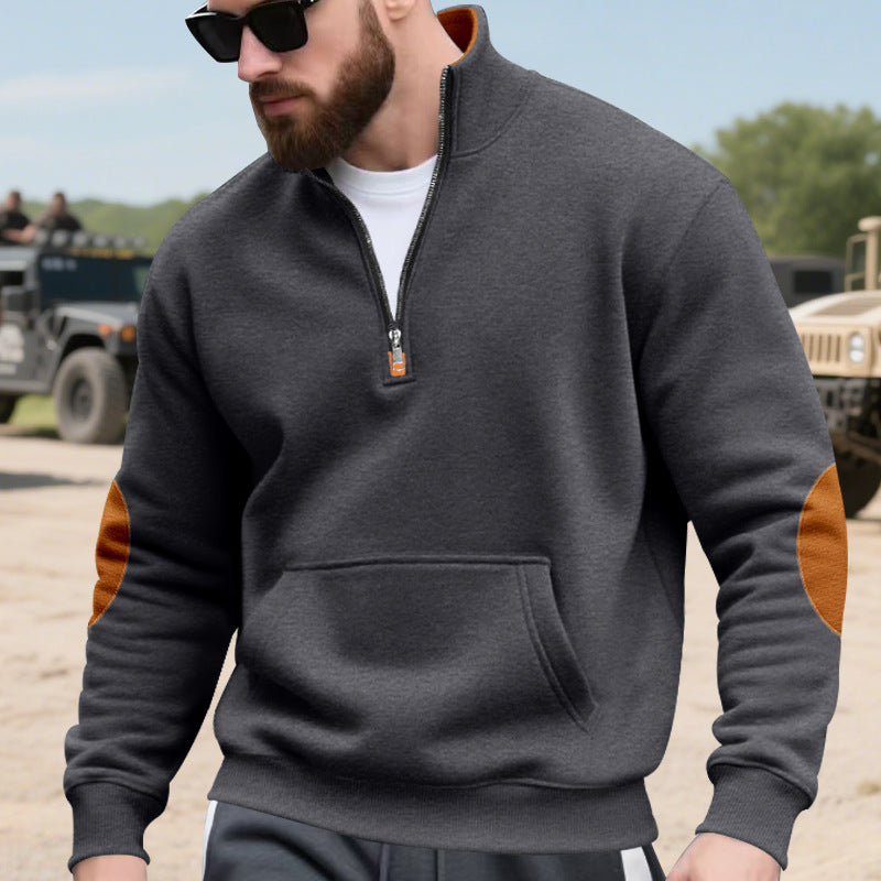 Herren Hoodie mit modischem Stehkragen und Kontrastdetails Echoarchiv