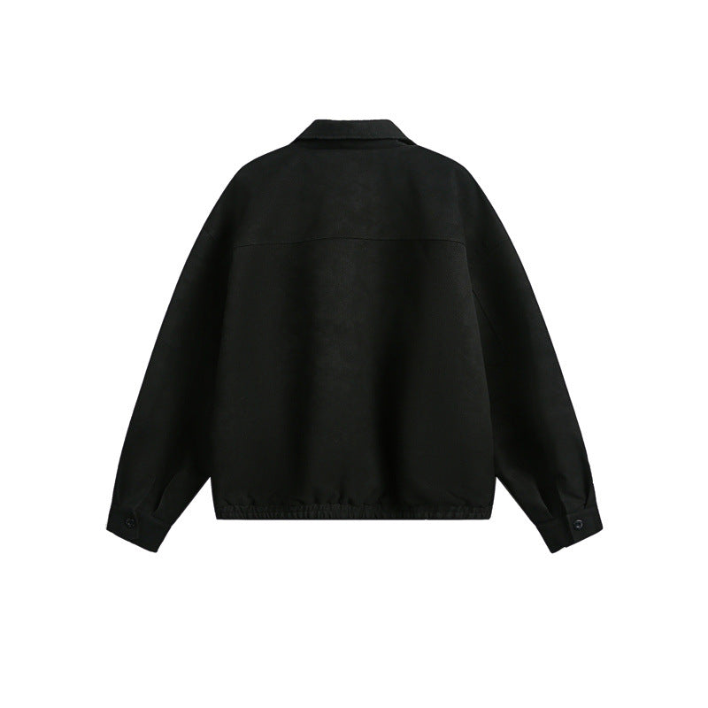Unisex Boxy-Blousonjacke mit durchgehendem Metallreißverschluss und Hemdkragen Echoarchiv