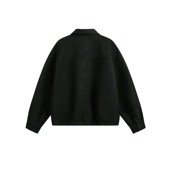 Unisex Boxy-Blousonjacke mit durchgehendem Metallreißverschluss und Hemdkragen Echoarchiv