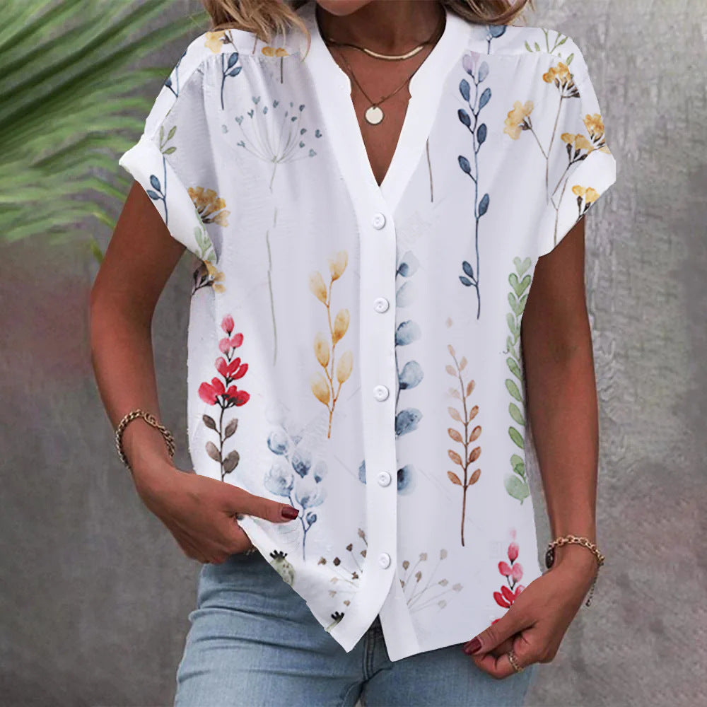 Damen Bluse mit floralem Design und Knopfleiste Echo Archiv