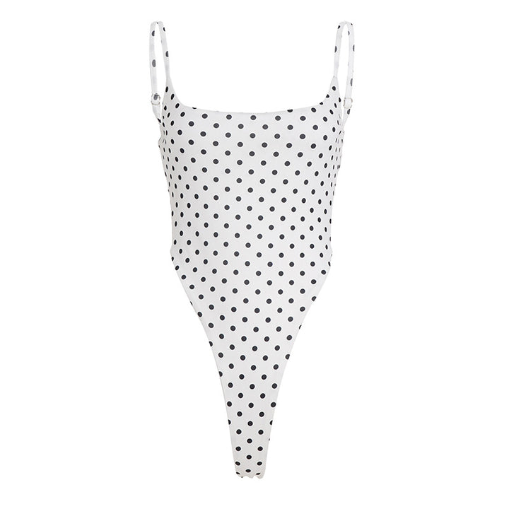 Damen Badeanzug mit hochgeschnittenem Design und verspieltem Polka-Dots-Muster Echo Archiv