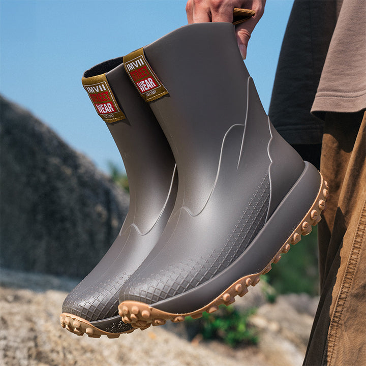 Unisex Wasserdichte Kurzschaft-Outdoor-Gummistiefel mit profilierter Noppenlaufsohle Echoarhiv – Tavélo