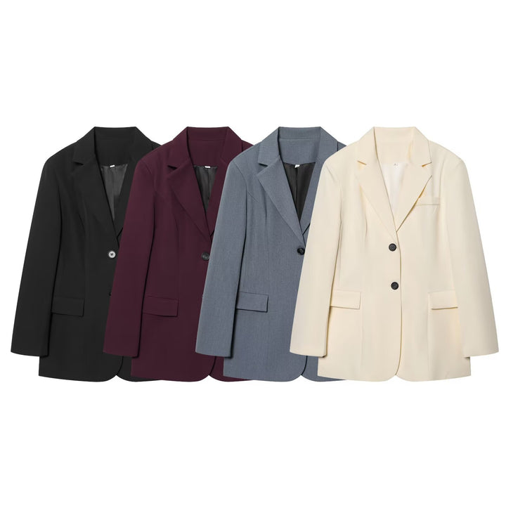 Damen eleganter Longline-Blazer mit taillierten Abnähern und Pattentaschen Echo Archiv
