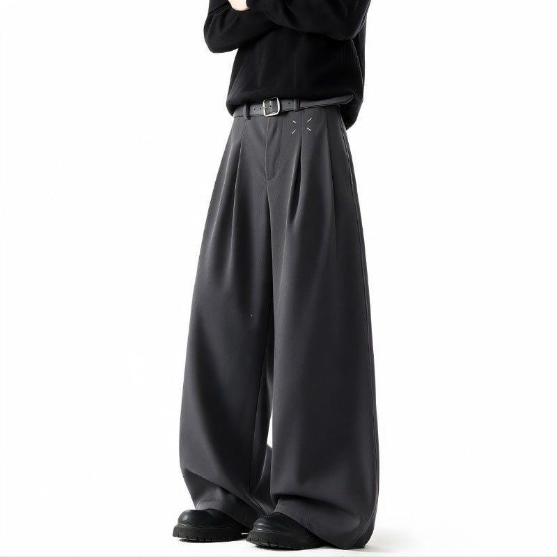 Herren Extrawide Palazzo-Hose mit hoher Taille, Bundfalten und weitem Bein Echoarchiv