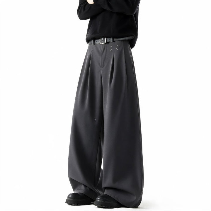 Herren Extrawide Palazzo-Hose mit hoher Taille, Bundfalten und weitem Bein Echoarchiv