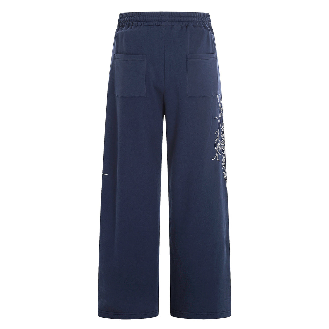Damen Weite Sweatpants mit Tunnelzug, Ziernieten und grafischem Print Echoarchiv
