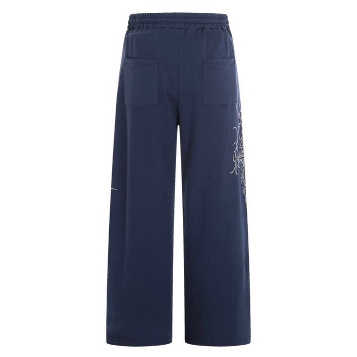 Damen Weite Sweatpants mit Tunnelzug, Ziernieten und grafischem Print Echoarchiv