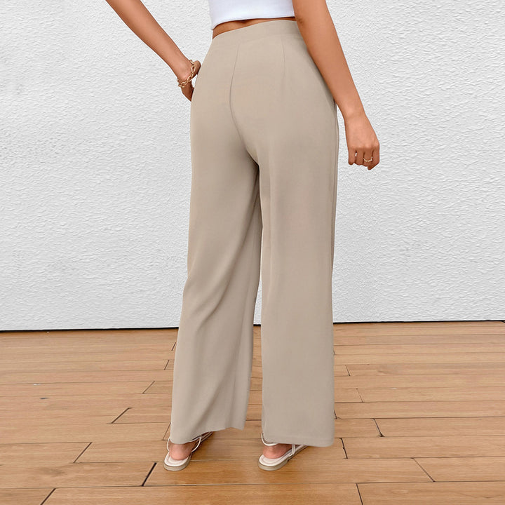 Damen Weite Palazzo‑Hose mit V‑Bund und Vorderfalten – Avérine