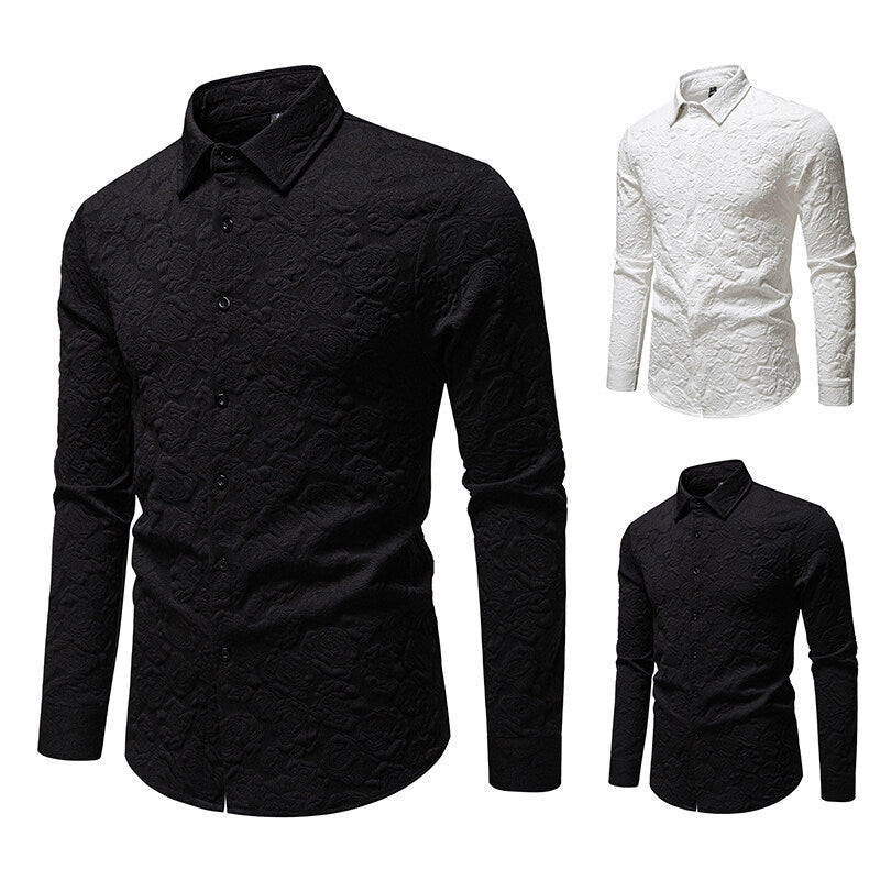 Herren Langarmhemd mit strukturiertem Design Echoarchiv