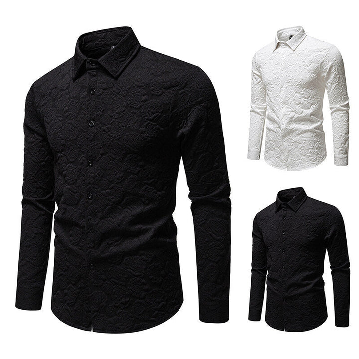 Herren Langarmhemd mit strukturiertem Design Echoarchiv