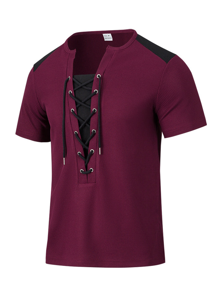 Herren Kurzarm Shirt mit sportlichem Schnürdesign Echoarchiv