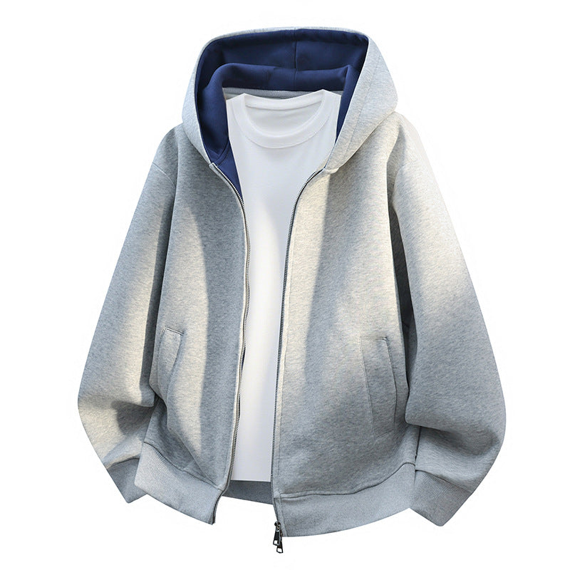 Herren Oversize-Zip-Hoodie mit kontrastgefütterter Kapuze und Kängurutaschen Echo Archiv