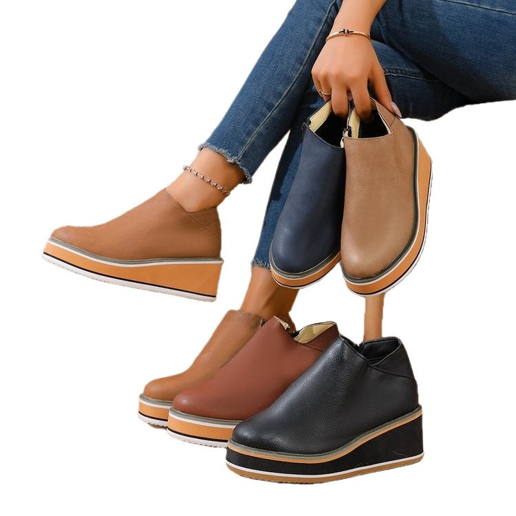 Damen nan Keilabsatz-Stiefelette mit seitlichem Reißverschluss und gepolstertem Komfortfußbett Echo Archiv