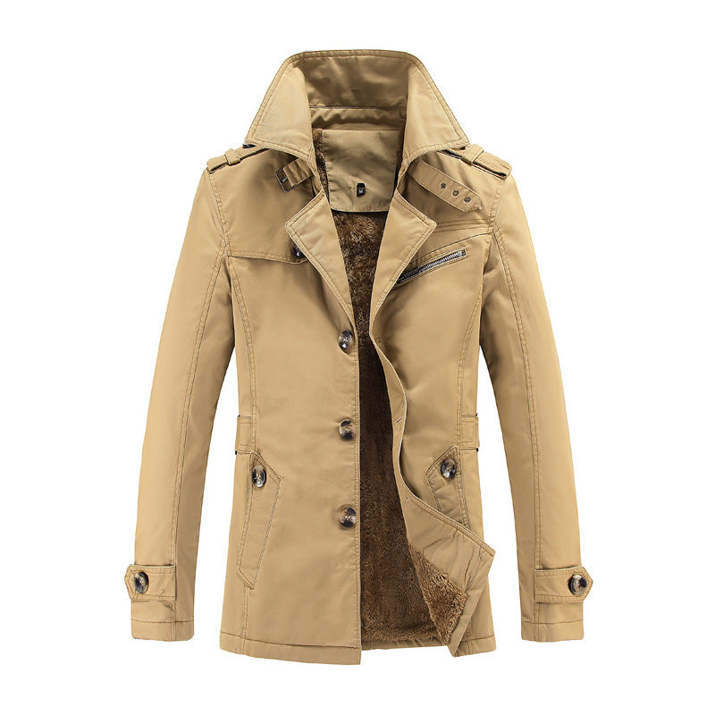 Herren nan legerer Baumwoll-Blazer mit Knopfleiste, aufgesetzten Taschen und gestreiftem Innenfutter Echo Archiv