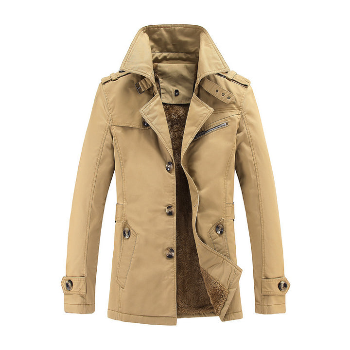 Herren nan legerer Baumwoll-Blazer mit Knopfleiste, aufgesetzten Taschen und gestreiftem Innenfutter Echo Archiv