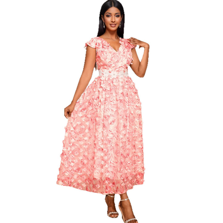 Damen Elegantes Maxikleid mit floralen Rüschen Echo Archiv