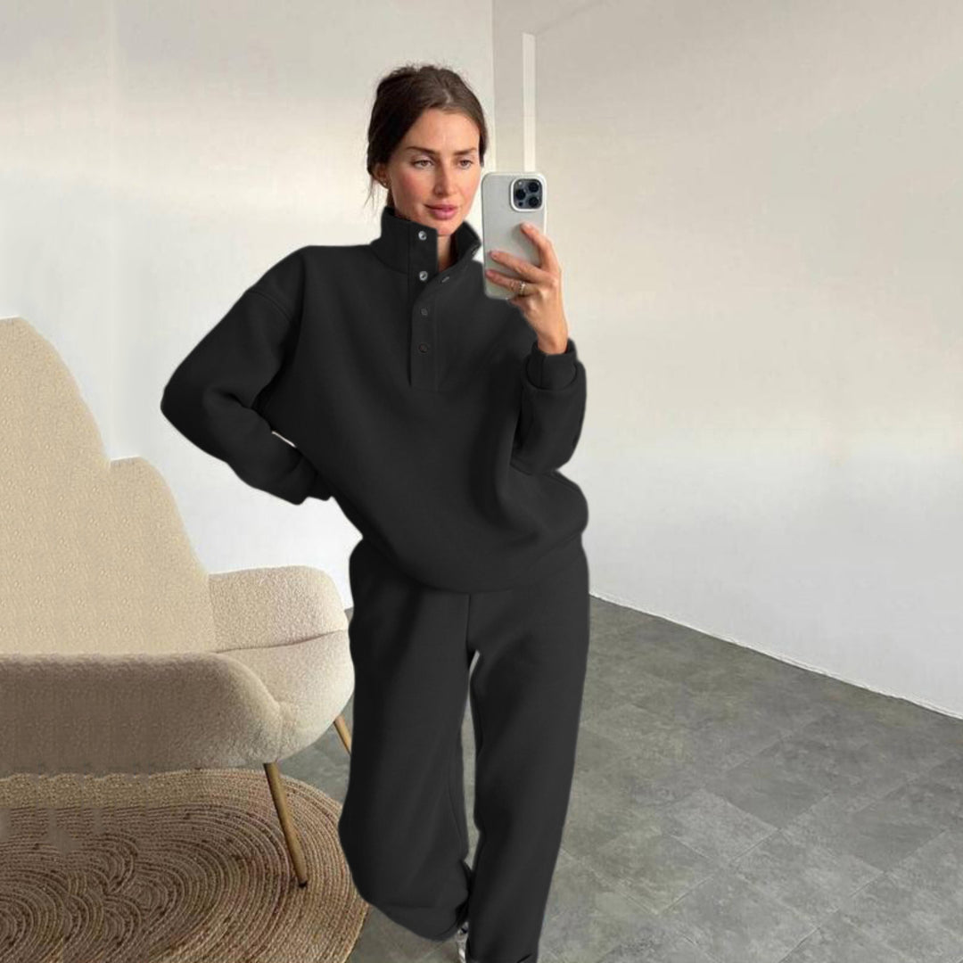 Damen nan kuscheliges Oversize Fleece-Set mit Stehkragen und Jogger Echo Archiv