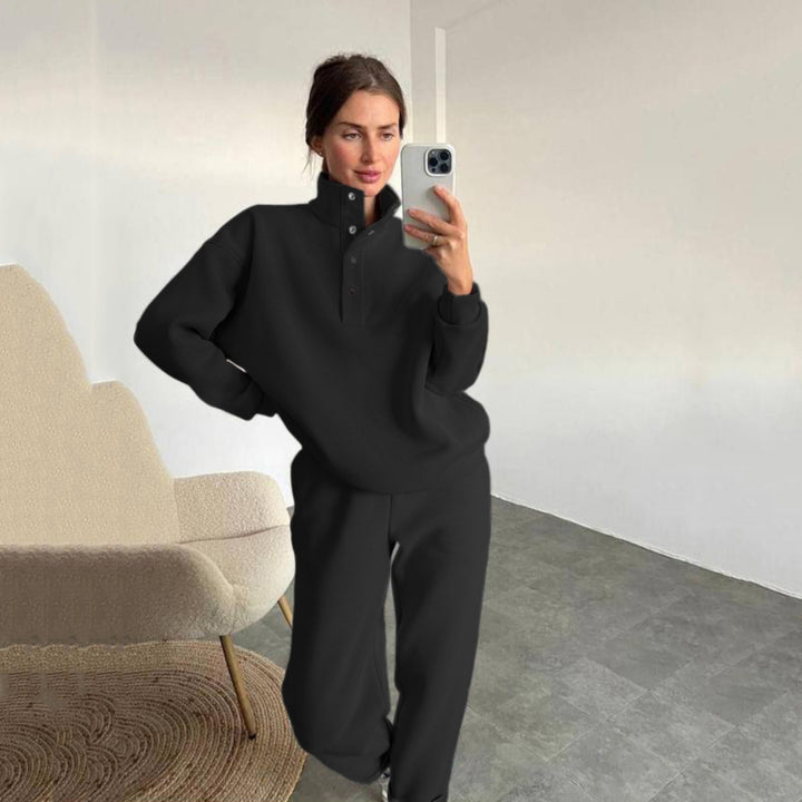 Damen nan kuscheliges Oversize Fleece-Set mit Stehkragen und Jogger Echo Archiv