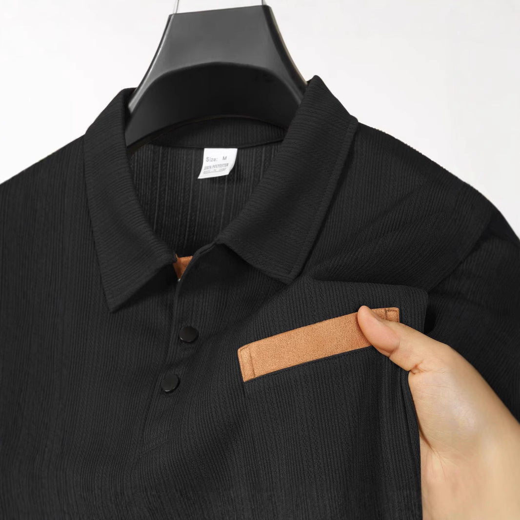 Herren Langarmshirt mit strukturiertem Design und Kontrastkragen Echoarchiv