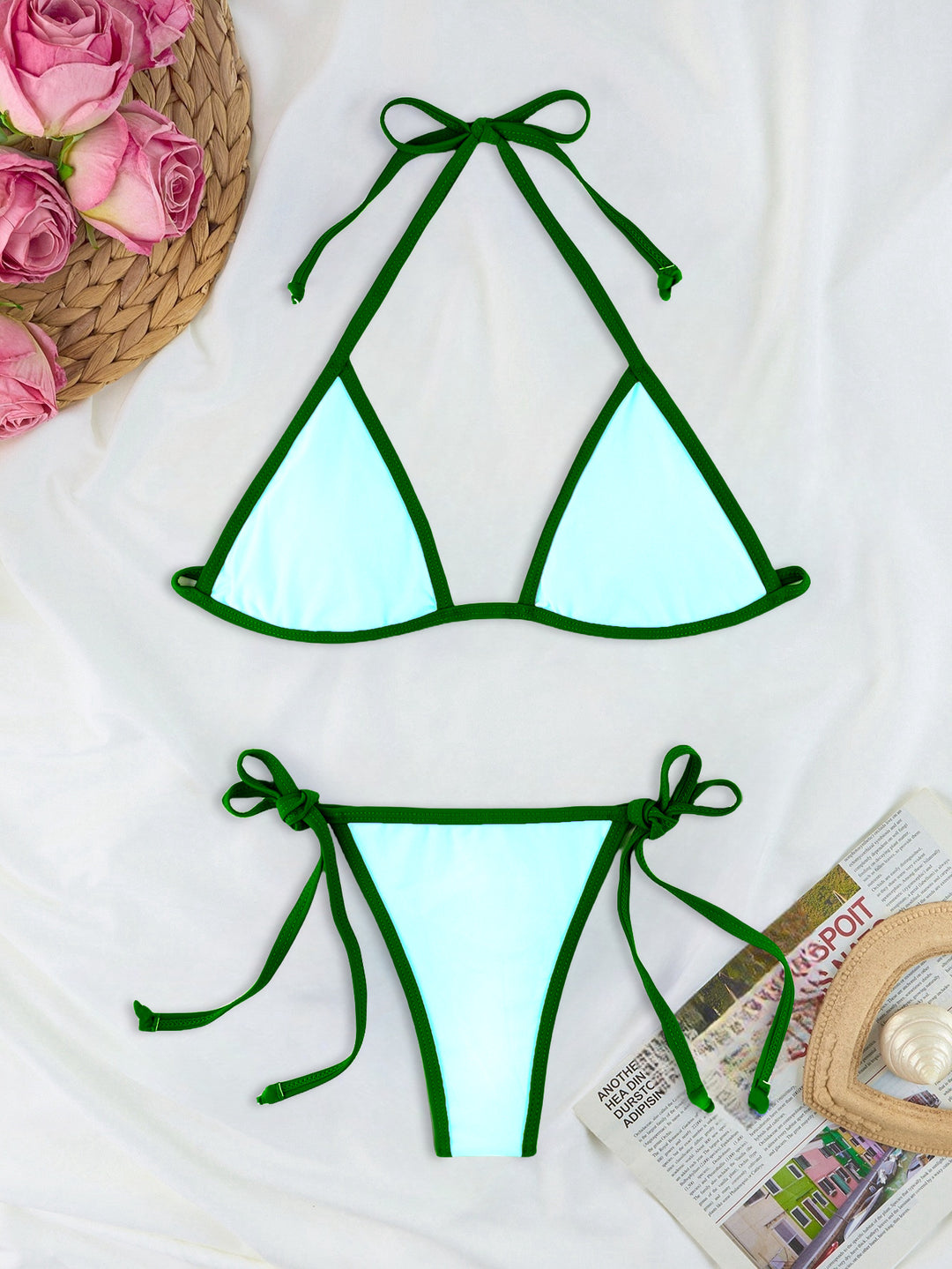 Damen Triangel-Bikini-Set mit individuell anpassbarem Kordelzug Echo Archiv