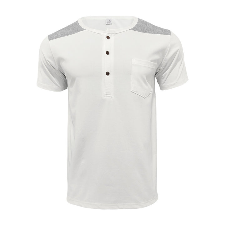 Herren bequemes Kurzarm-Henley-T-Shirt mit modernem Design und praktischer Brusttasche Echoarchiv