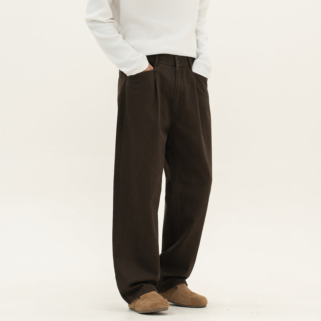 Herren weite Relax-Fit Stoffhose mit hohem Bund und geradem Bein Echo Archiv