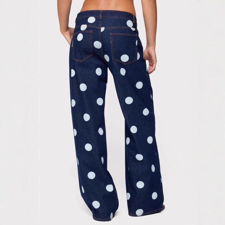 Damen Polka-Dot Denim-Set mit lässiger Schnittführung und angesagten Details Echo Archiv