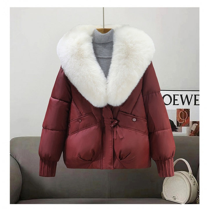 Damen Kurzsteppjacke im Boxy‑Cut mit extra breitem Schalkragen aus Kunstfell und Rippbündchen Echo Archiv